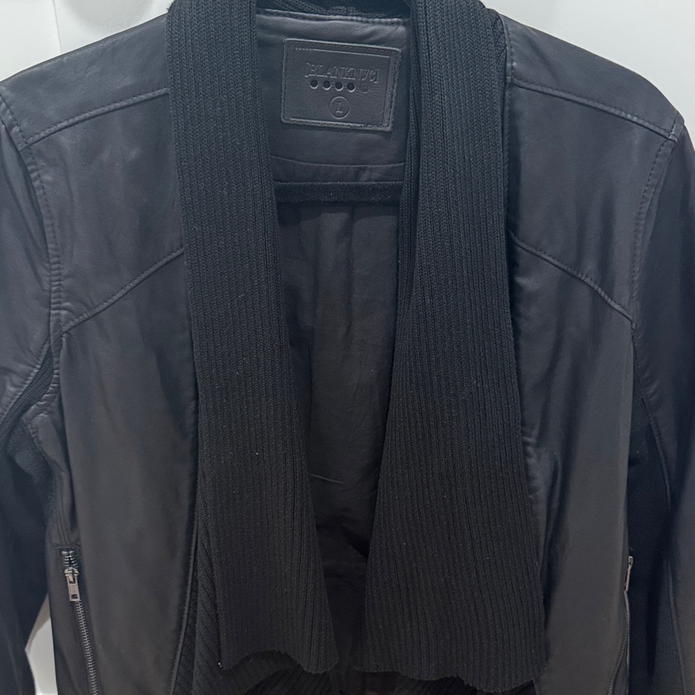 Blank NYC Black Draped Leather Jacket - Picture 5 of 5